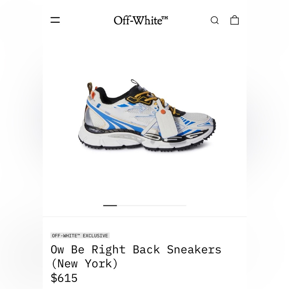 Brand new OFF white trainer.. size is 43 Eu or 10 US BUT fit like a 9, 9.5